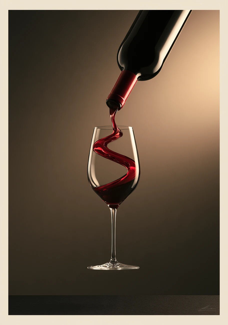 Rotwein im freien Fall