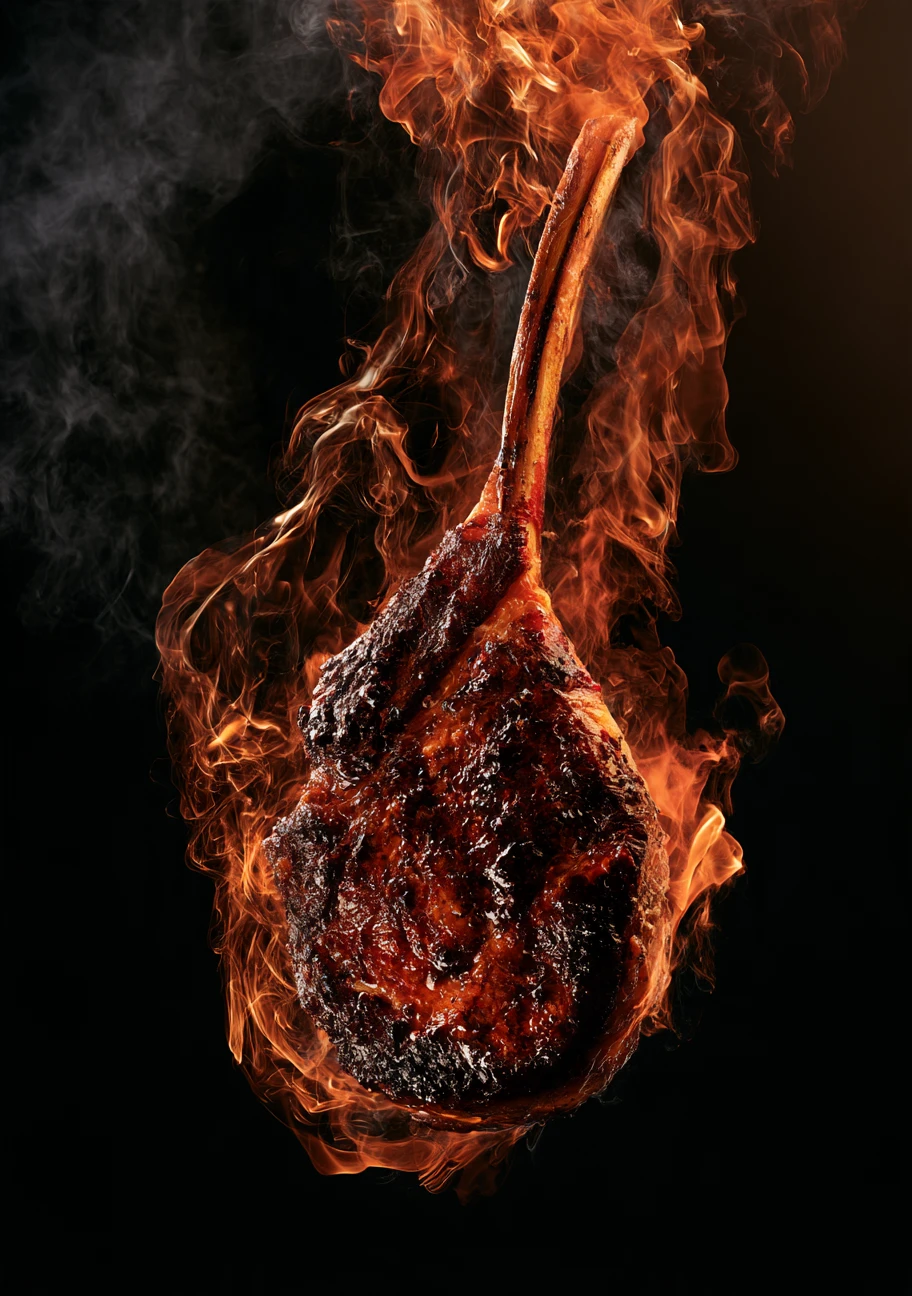 Steak in Flammen