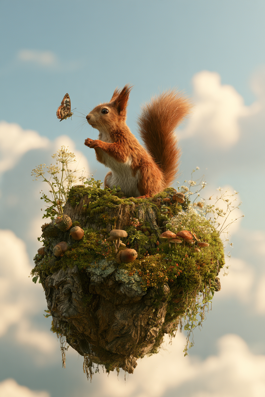 Eichhörnchen auf der schwebenden Insel