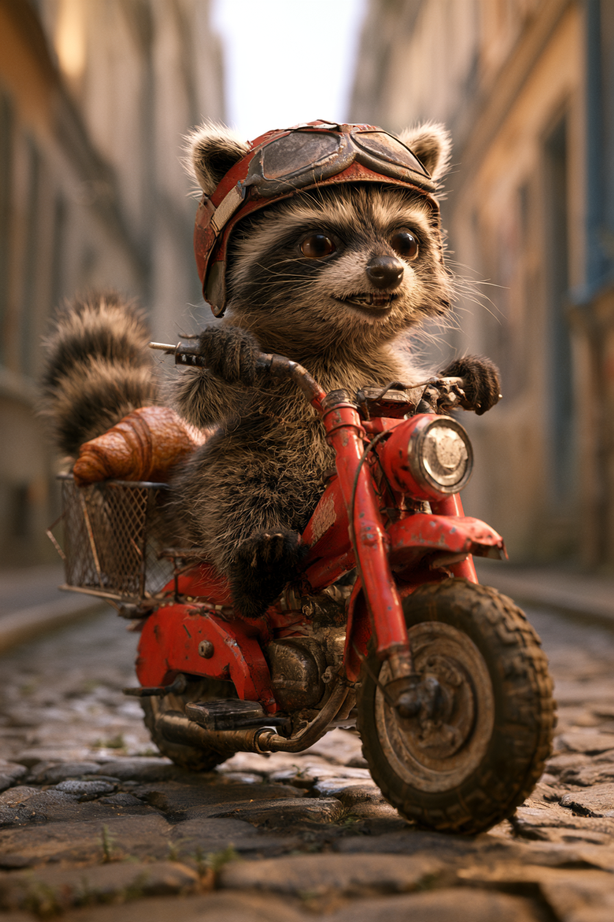 Waschbär auf kleiner Fahrt