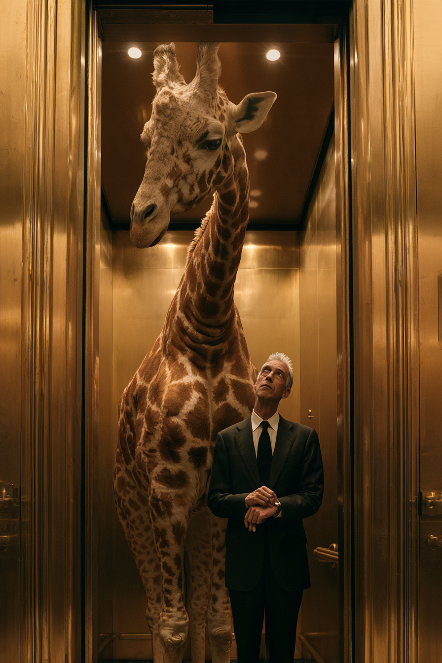 Giraffe im Goldaufzug