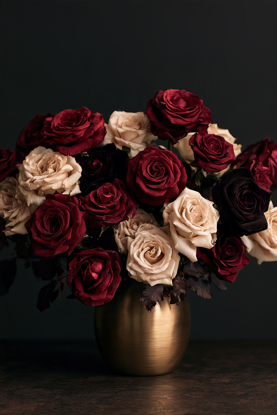 Rosen in Rot und Creme