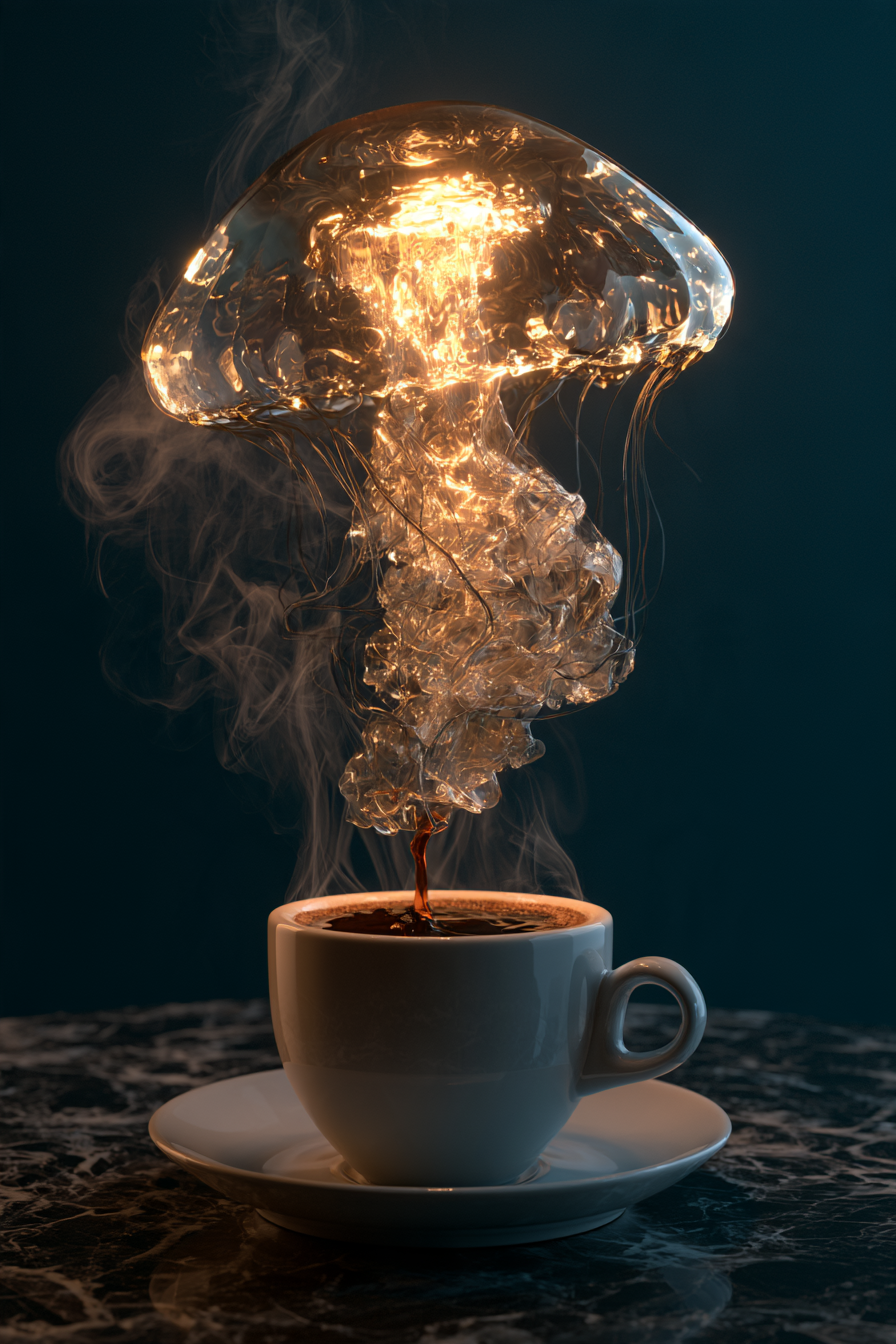 Eine Qualle im Kaffeedampf