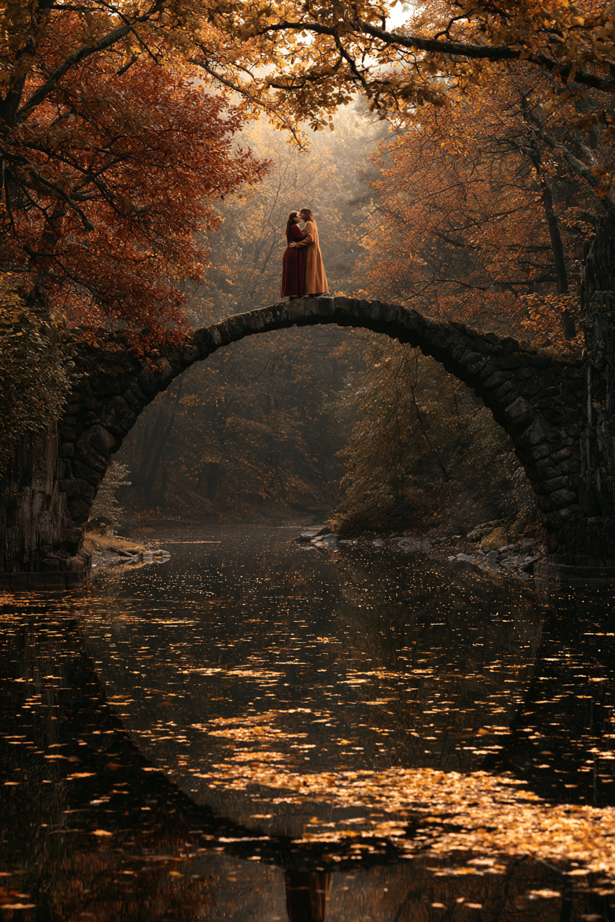 Brücke im Herbstwald