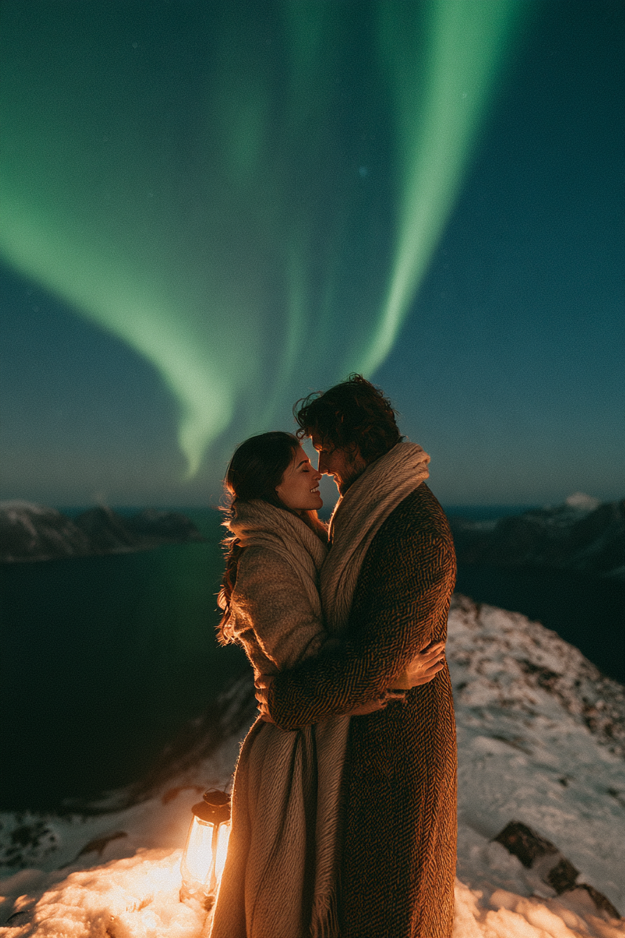 Kuss unter Polarlichtern