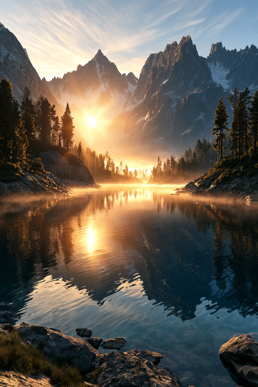 Sonnenaufgang am Bergsee