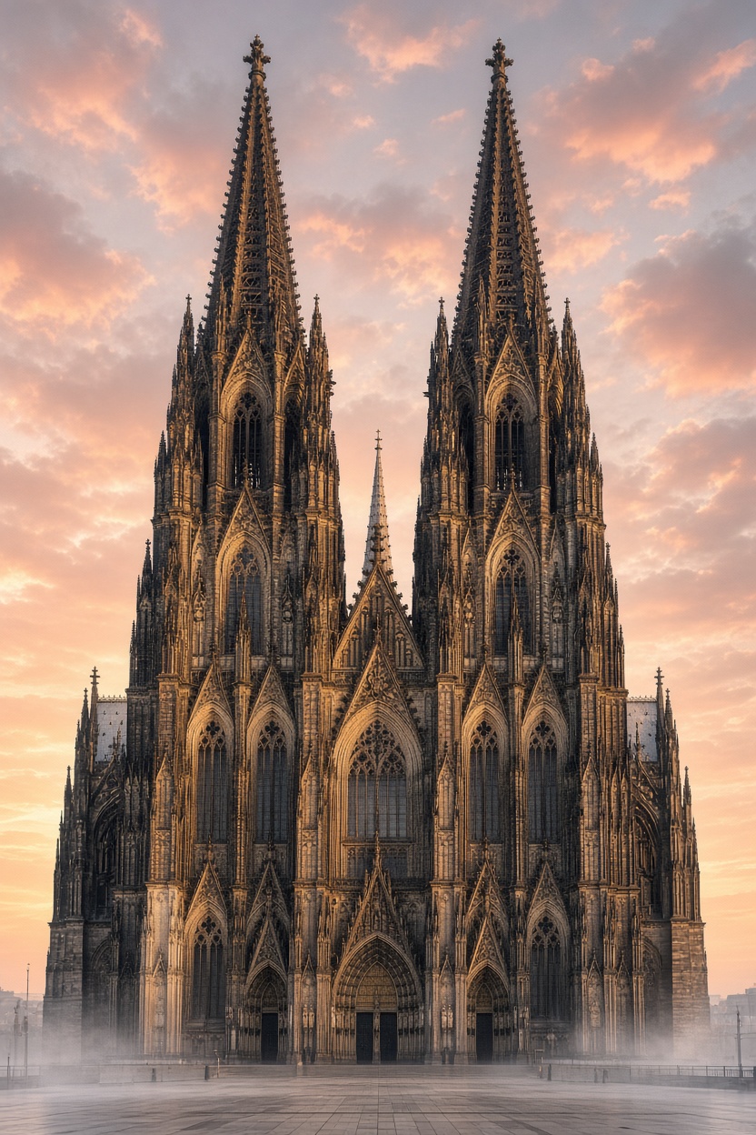 Kölner Dom im goldenen Morgenlicht
