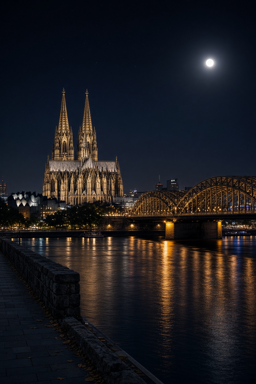 Mondnacht am Kölner Dom