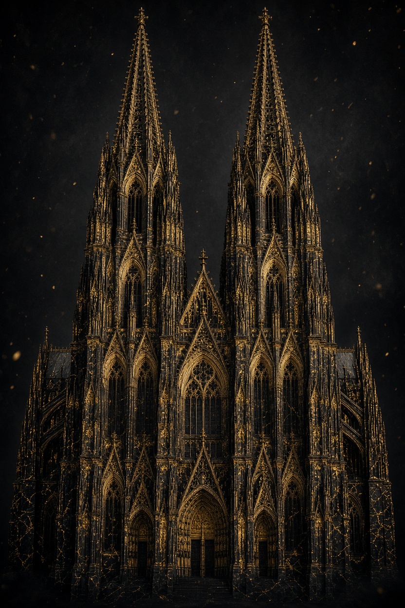 Kölner Dom in Schwarz und Gold