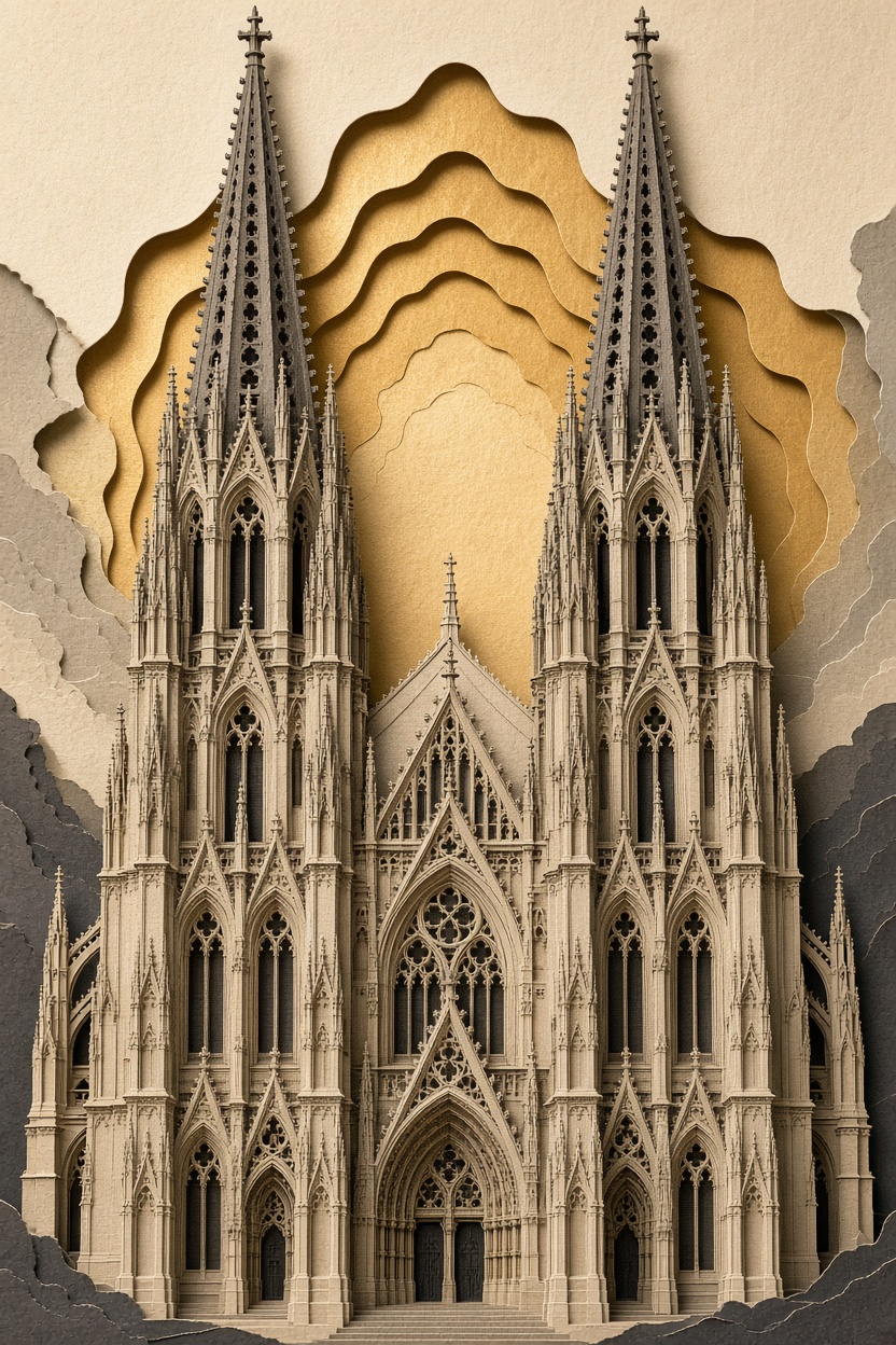 Kölner Dom als Papierschnittrelief