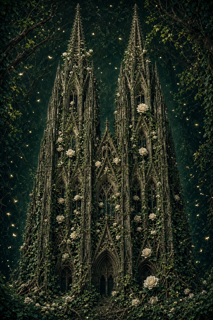 Kölner Dom im verwunschenen Grün