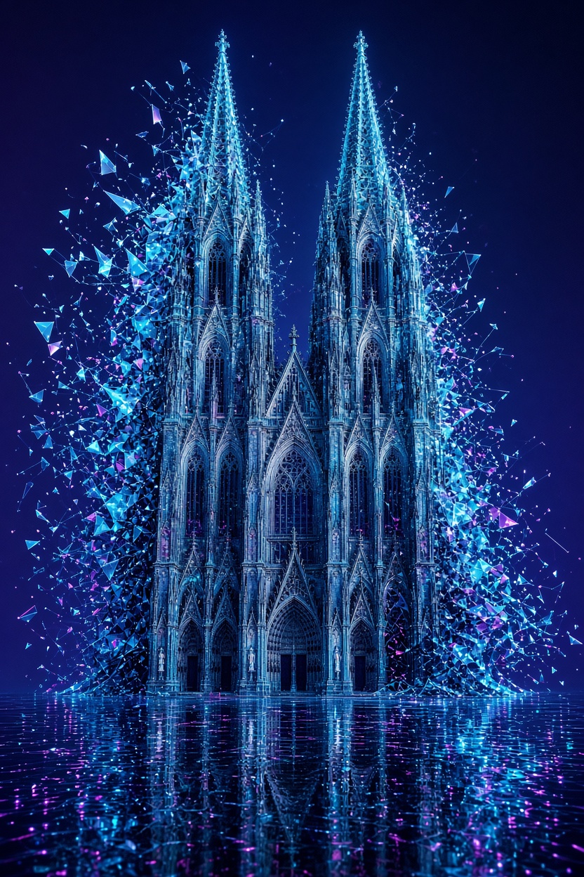 Kölner Dom aus digitalen Lichtfragmenten
