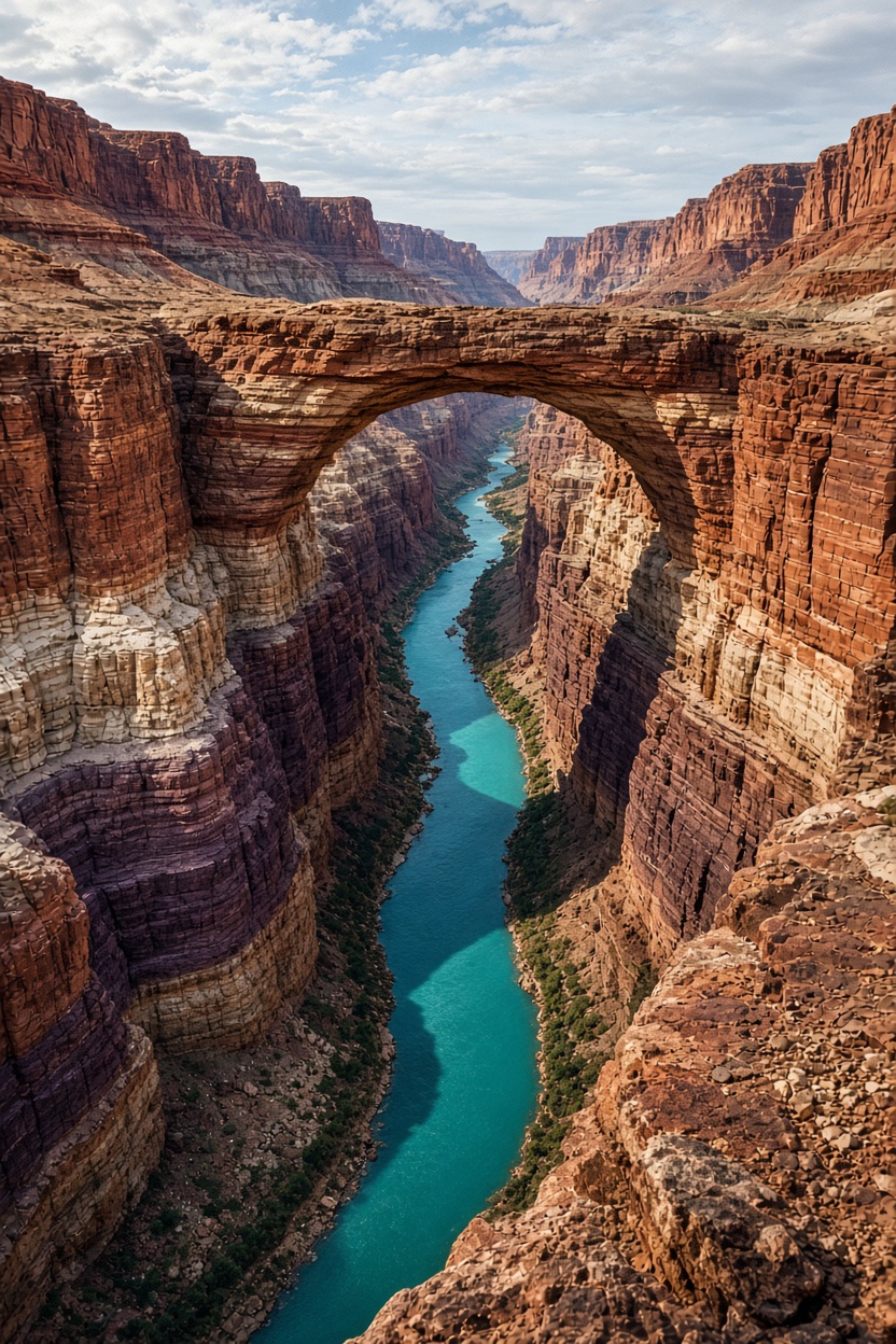 Steinbrücke über dem türkisfarbenen Canyon