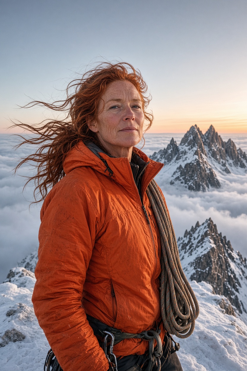Bergsteigerin über dem Wolkenmeer