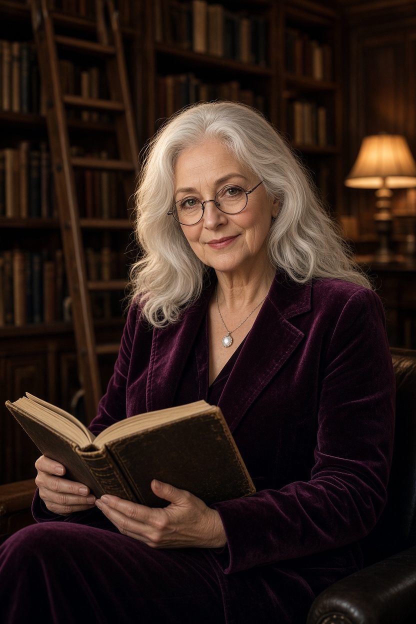 Leserin in der warmen Bibliothek