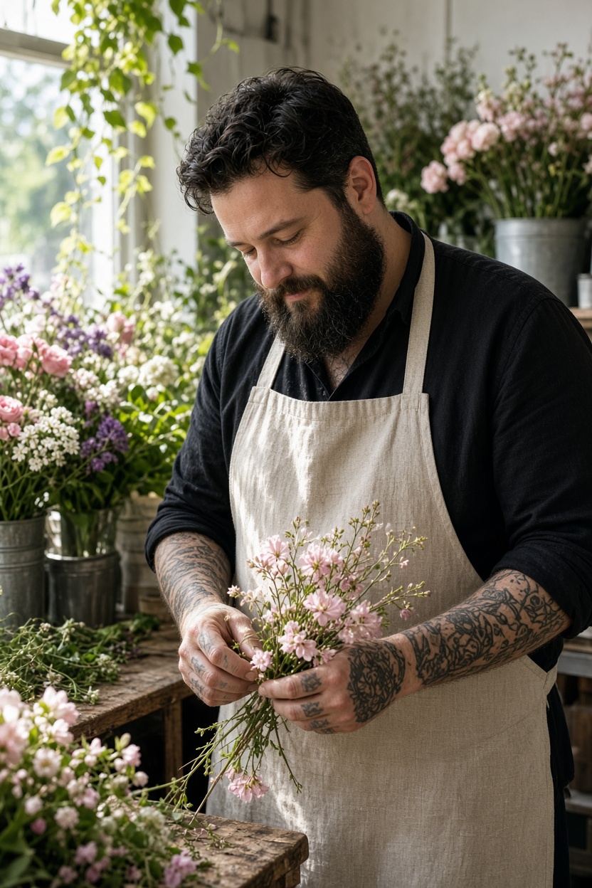 Florist mit zarten Blüten