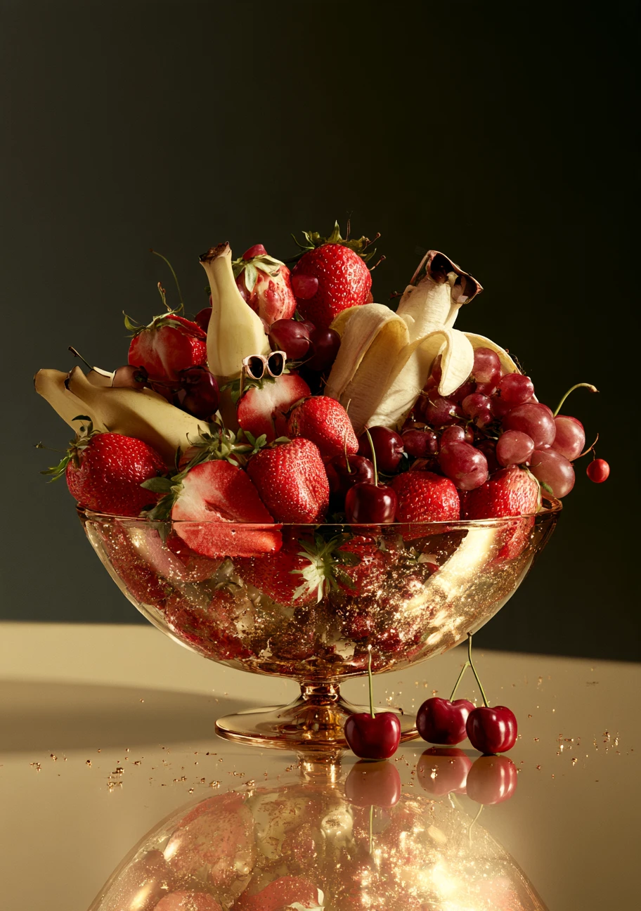 Fruchtschale in Gold