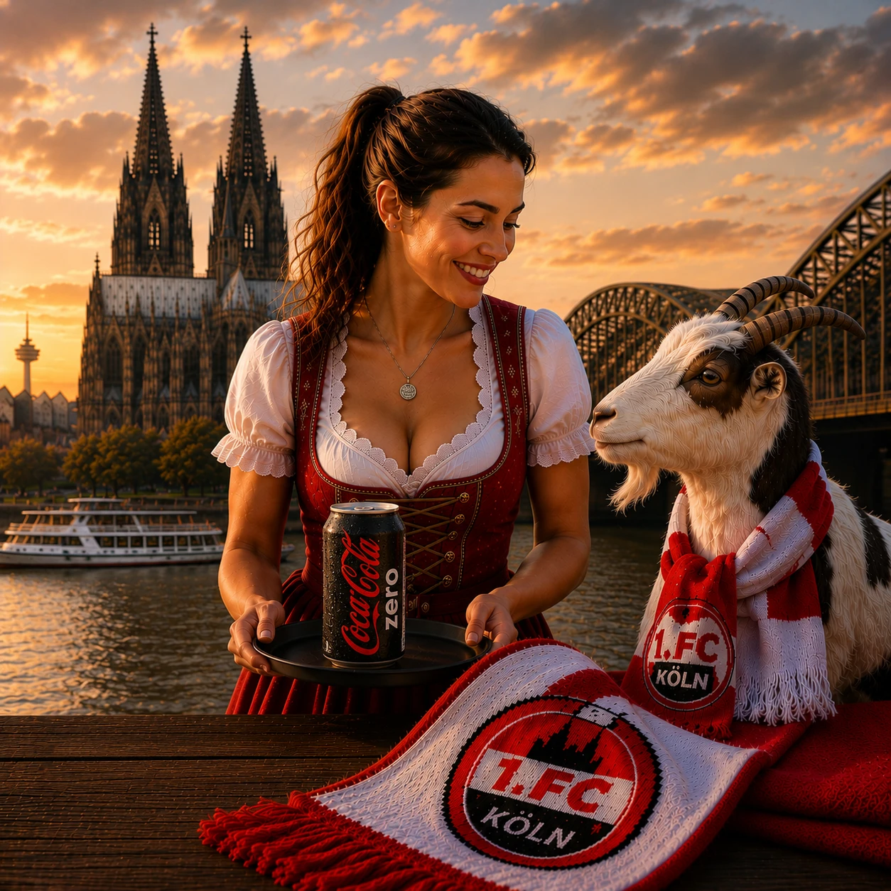 Kölsches Herz am Rhein – Geißbock vor dem Dom
