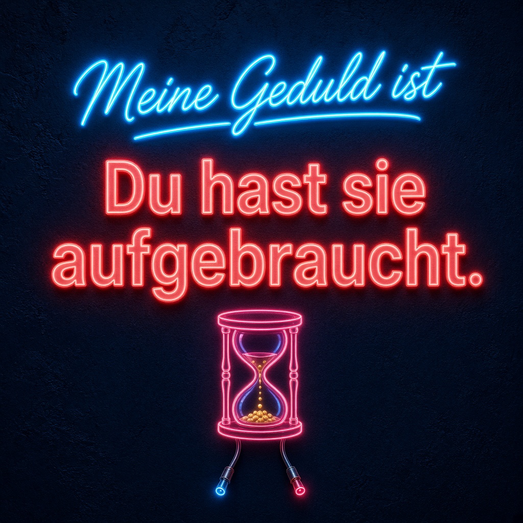 Geduld aufgebraucht – unvollständiger Spruch